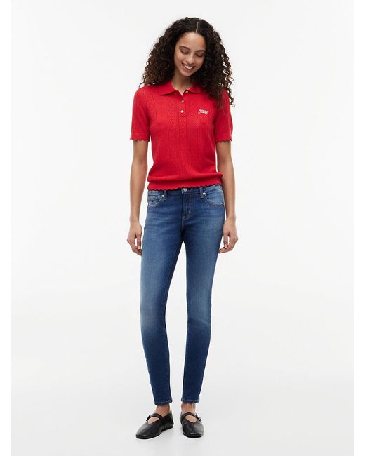 Tommy Hilfiger Red Faded Low Rise Skinny Jeans