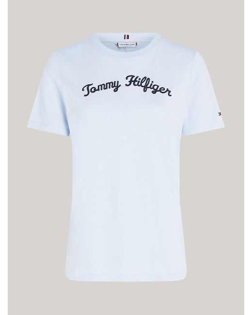 T-shirt à logo cursive brodé Tommy Hilfiger en coloris White
