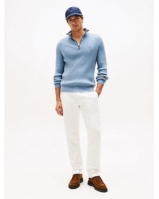 Tommy Hilfiger Trui Met Kasjmier En 1/4-Rits in het Blue voor heren