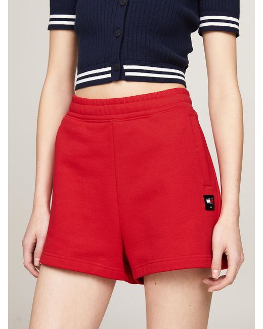 Tommy Hilfiger Red Relaxed Mom Fit Sweat Shorts