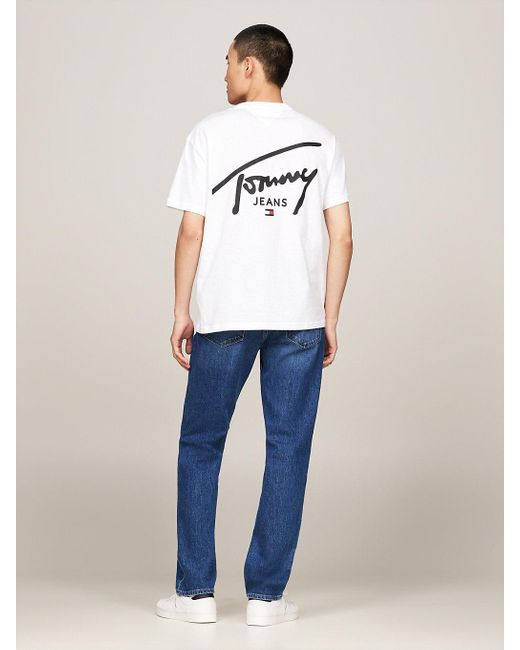 Tommy Hilfiger White Signature Logo Crew Neck T-shirt for men