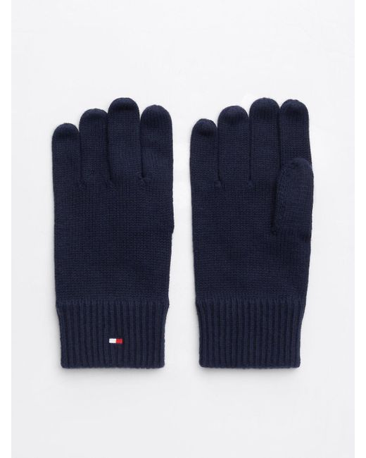 Tommy Hilfiger Blue Beanie And Gloves With Cashmere Set for men