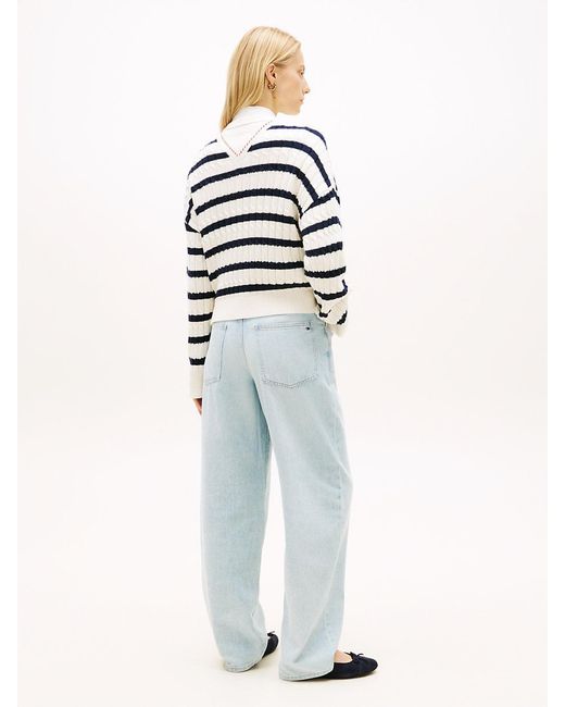 Tommy Hilfiger White Cable Knit Relaxed Jumper