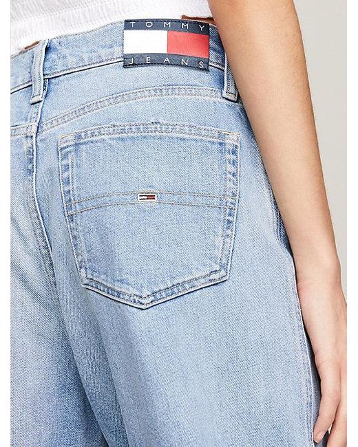 Tommy Hilfiger Betsy Mid Rise Distressed Jeans Met Wijde Fit in het Blue