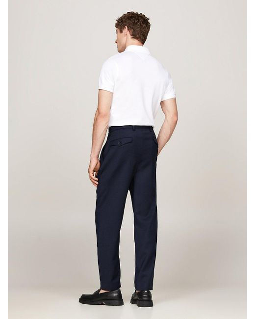 Tommy Hilfiger Blue Tailored Pleated Leg Trousers for men