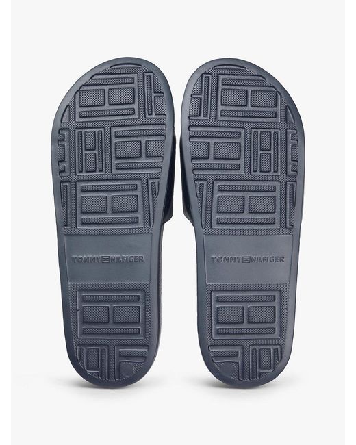 Tommy Hilfiger Blue Logo Embroidery Pool Slides for men