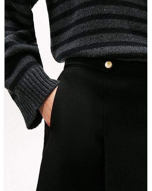 Tommy Hilfiger A-Line Midi-Rok Met Goudkleurige Knopen in het Black