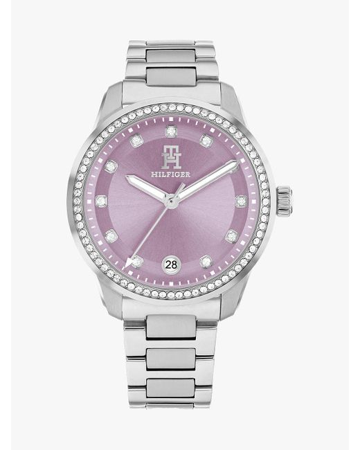 Tommy Hilfiger Gray Th Monogram Lavender Dial Bracelet Watch