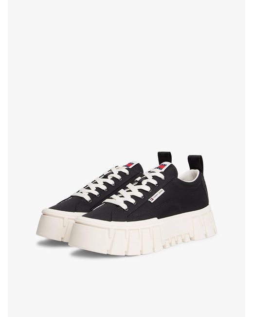 Tommy Hilfiger White Logo Tab Platform Cleat Trainers