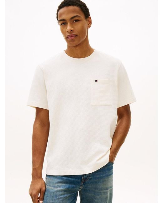 Tommy Hilfiger White Pocket Relaxed Mesh Jersey T-Shirt for men