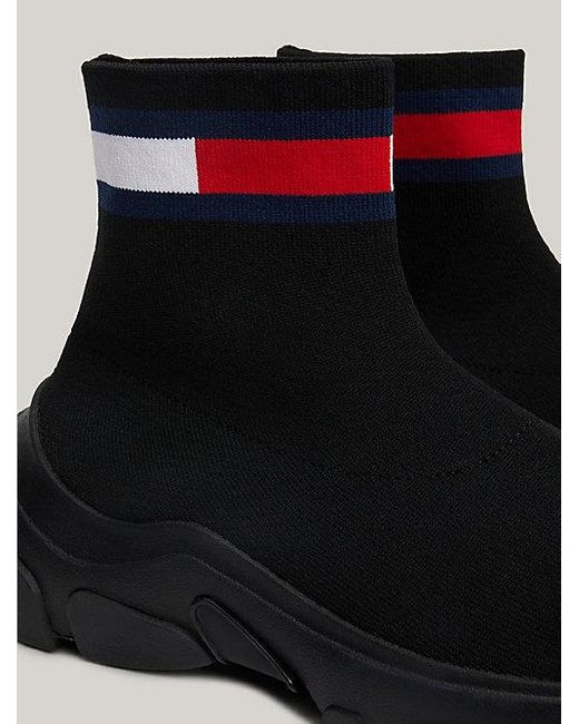 Botines robustos tipo calcetín sin cierre Tommy Hilfiger de color Black