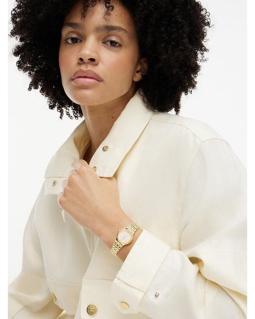Tommy Hilfiger Metallic Plated Frosted Dial Chain-Link Watch