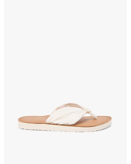 Tommy Hilfiger White Th Monogram Plaque Hemp Flip-Flops