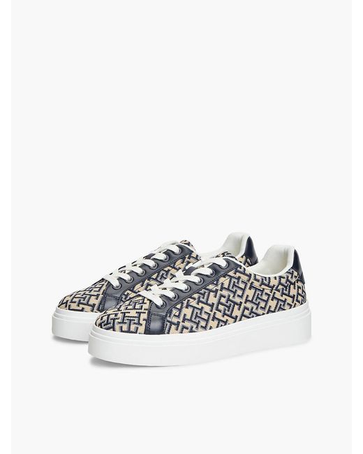 Tommy Hilfiger White Th Monogram Platform Textile Trainers