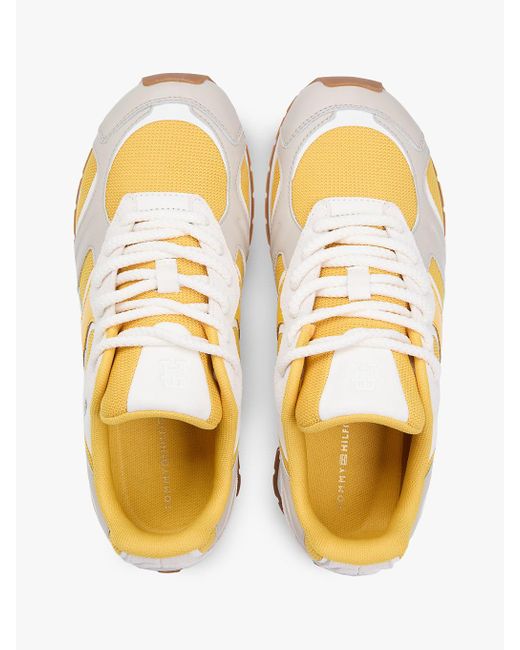 Tommy Hilfiger Metallic Th Monogram Leather Mixed Texture Trainers