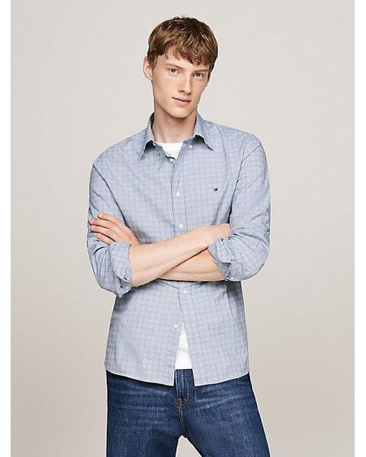 Tommy Hilfiger Regular Fit Poplin Overhemd Met Tartanruit in het Blue voor heren