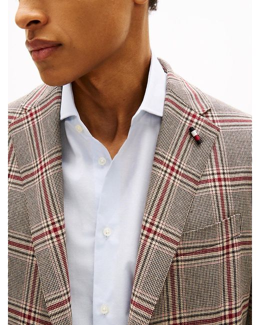 Tommy Hilfiger Natural Regular Fit Check Single Breasted Blazer for men