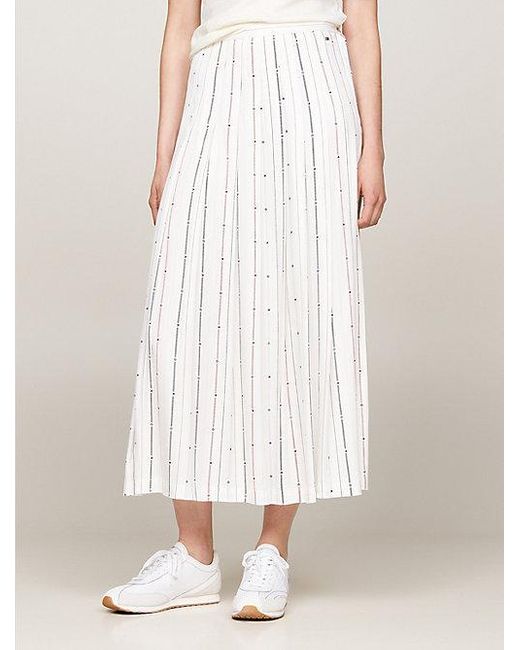 Falda Midi Plisada Con Estampado Tipo Pañuelo Tommy Hilfiger de color White