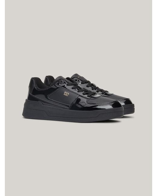 Tommy Hilfiger Black Patent Cupsole Basketball Trainers
