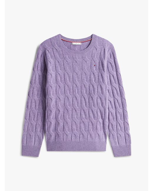 Pull Curve En Maille Torsadée De Laine Douce Tommy Hilfiger en coloris Purple