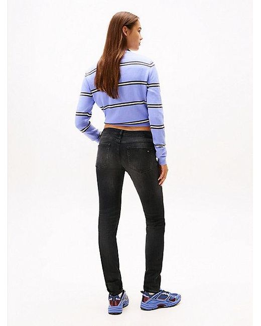 Vaqueros De Corte Skinny Y Talle Bajo Tommy Hilfiger de color Black