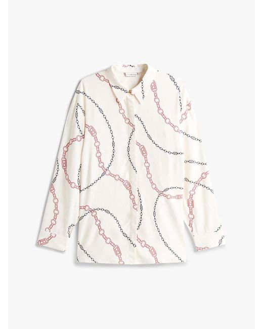 Camicia Curve Relaxed Fit Con Bottoni Dorati di Tommy Hilfiger in Blue