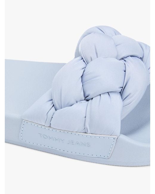 Tommy Hilfiger Blue Embossed Braided Strap Slides