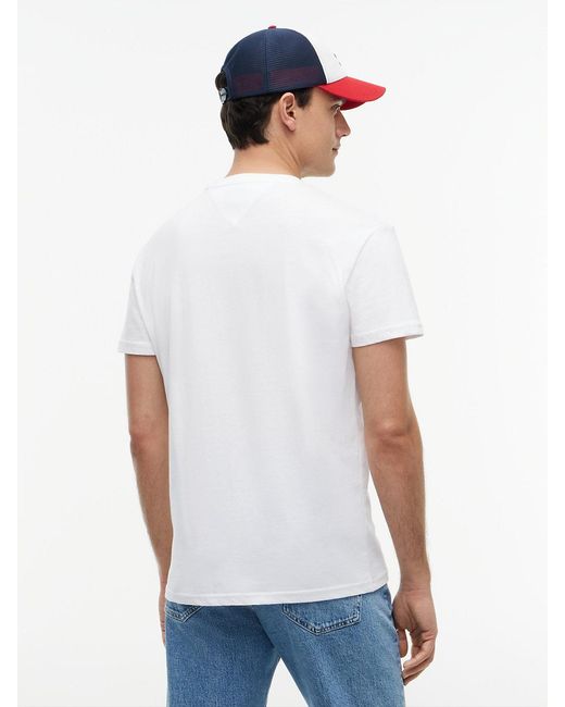 Tommy Hilfiger White Linear Logo Jersey T-shirt for men