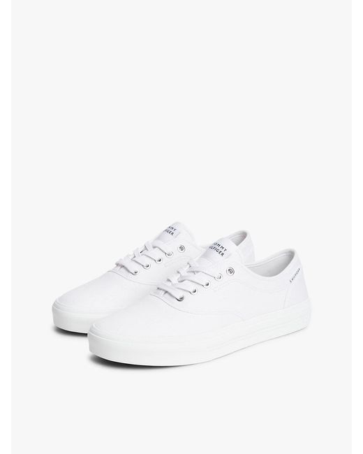 Tommy Hilfiger White Canvas Cupsole Trainers for men
