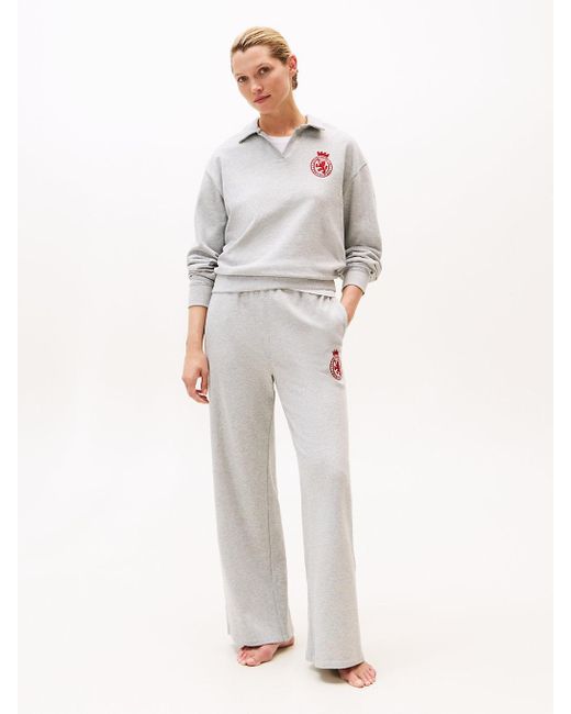 Felpa Lounge Relaxed Fit Con Stemma Th di Tommy Hilfiger in Gray