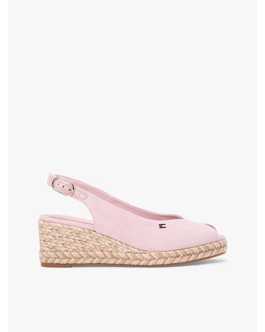 Tommy Hilfiger Pink Hemp Slingback Wedge Espadrilles