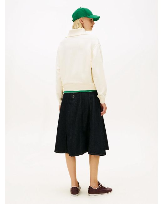 Pull Zippé En Tissu Éponge À Logo Brodé Tommy Hilfiger en coloris White
