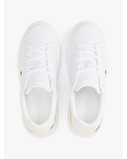 Baskets En Cuir À Monogramme Th Tommy Hilfiger en coloris White