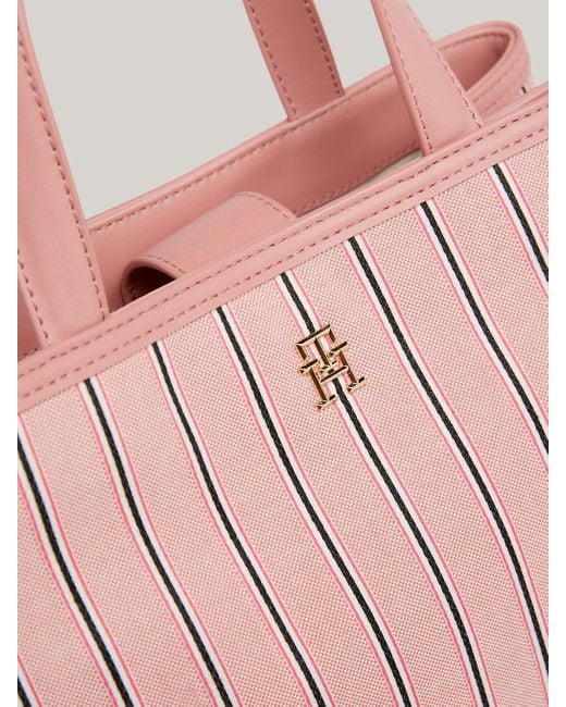 Tommy Hilfiger Pink Chic Textured Stripe Satchel