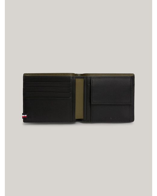 Tommy Hilfiger Black Hilfiger Monotype Leather Bifold Wallet for men