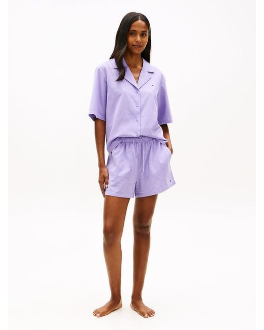 Tommy Hilfiger Purple Essential Pyjama Set With Linen