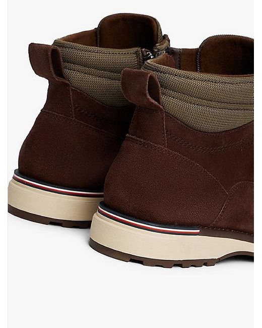 Tommy Hilfiger Suède Veterlaars Met Profielzool in het Brown voor heren