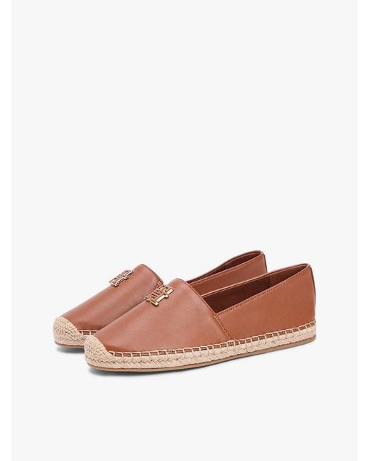 Tommy Hilfiger Brown Th Monogram Leather Espadrilles