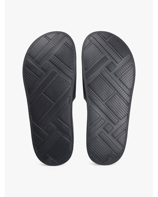 Tommy Hilfiger White Logo Textured Pool Slides for men