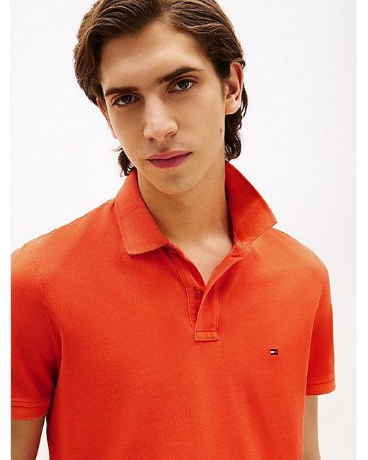 Tommy Hilfiger Regular Fit Polo Met Geborduurde Vlag in het Red voor heren