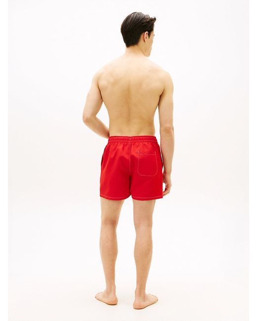 Tommy Hilfiger Red Heritage Logo Mid Length Swim Shorts for men