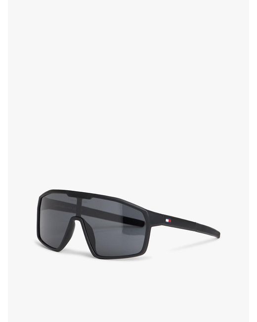Tommy Hilfiger Gray Signature Mask Sunglasses for men