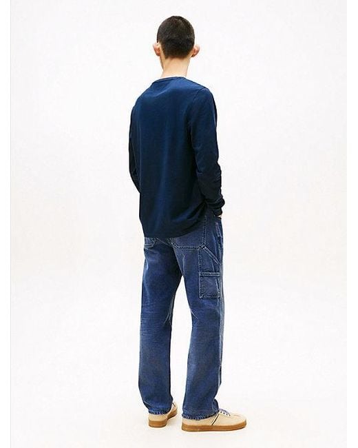 Tommy Hilfiger Slim Fit Longsleeve Met Lineair Logo in het Blue voor heren