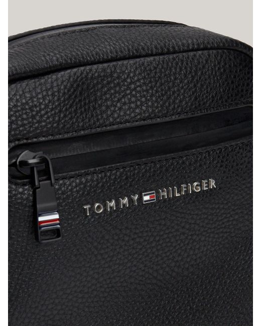 Tommy Hilfiger Black Metal Logo Small Reporter Bag for men