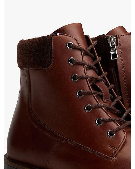 Botas De Piel Con Suela De Tacos Tommy Hilfiger de hombre de color Brown