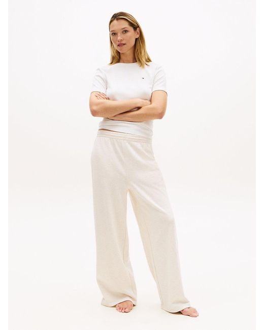 Tommy Hilfiger White Essential Logo Wide Leg Lounge Trousers
