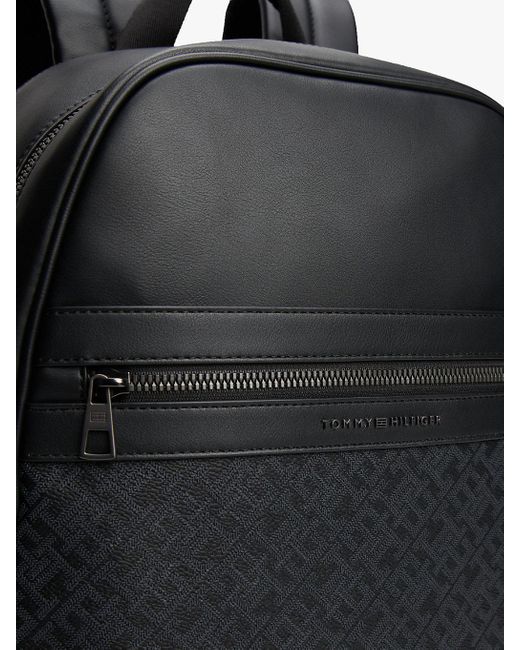 Zaino Th Monogram Con Finitura Tramata di Tommy Hilfiger in Black da Uomo