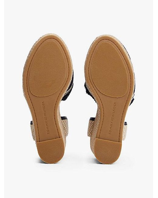 Tommy Hilfiger Canvas Espadrille Met Sleehak En Franjes in het Blue