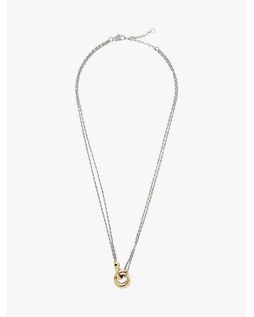 Tommy Hilfiger Dubbele Tweekleurige Ketting Met Knoopdetail in het White
