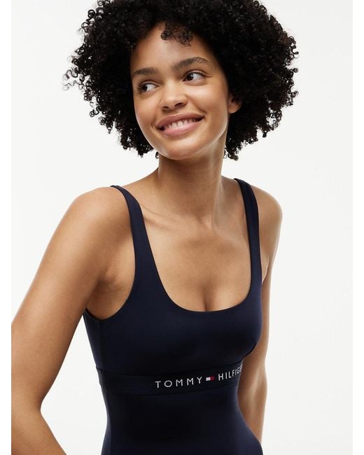 Tommy Hilfiger Blue Logo Band One-piece Swimsuit